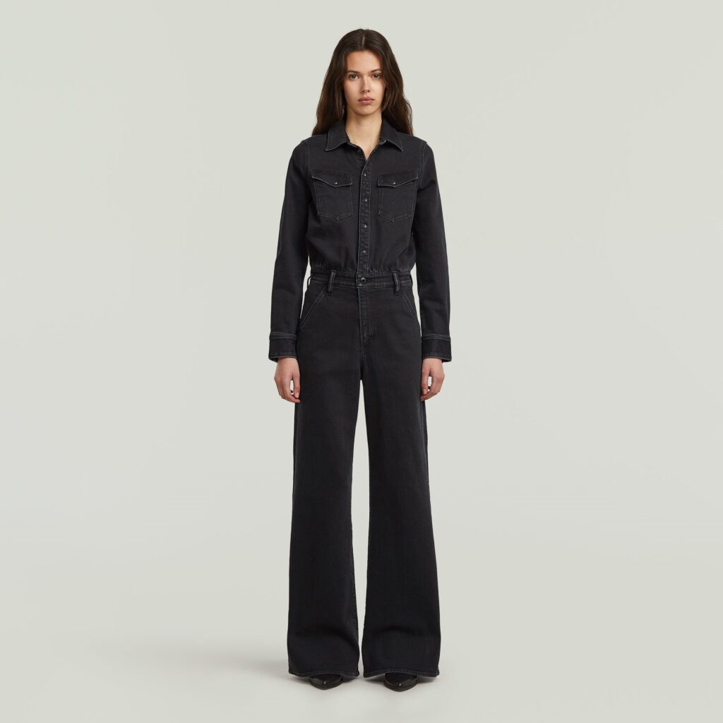 Western wide leg jumpsuit  ls