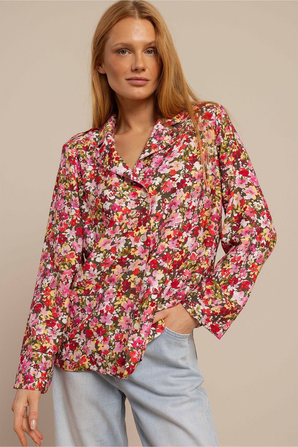 Minka flower blazer blouse