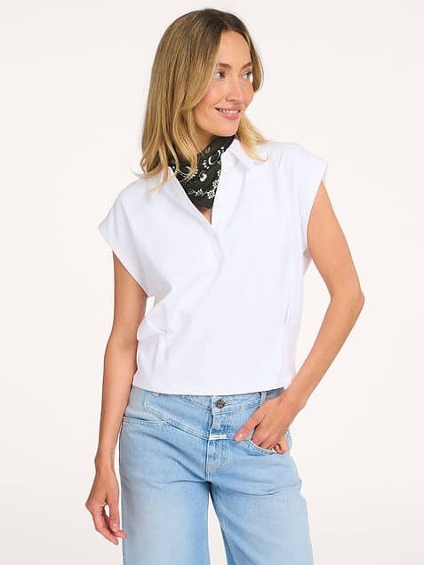 Jersey blouse with darts