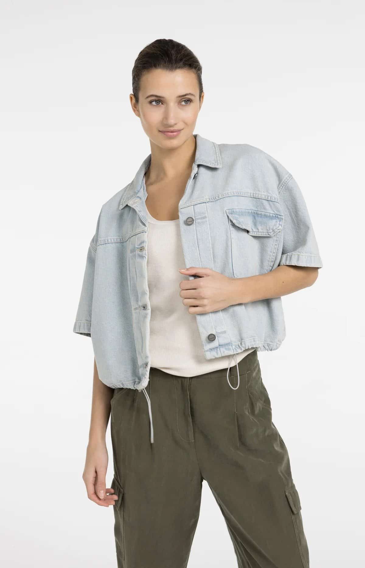 Colored worker denim jacket
