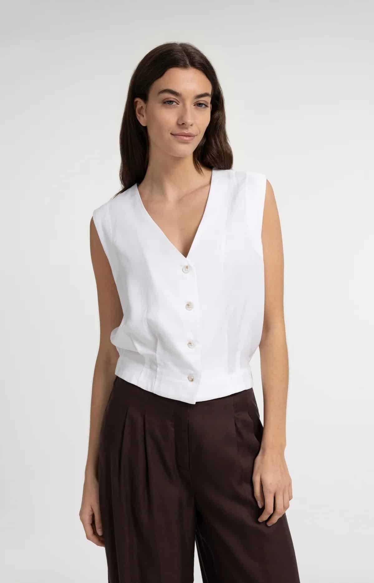 Mouwloze blouse met plooi