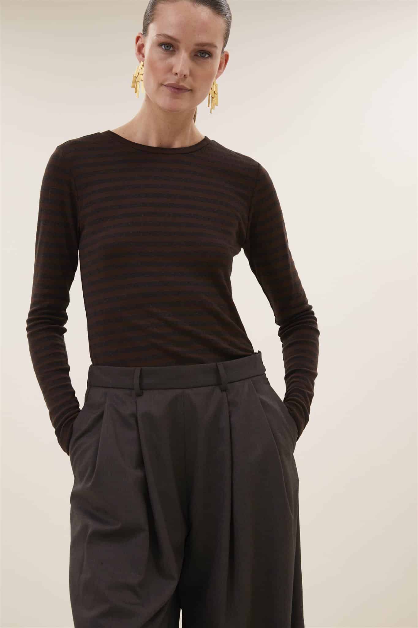 Basic ls melange stripe top