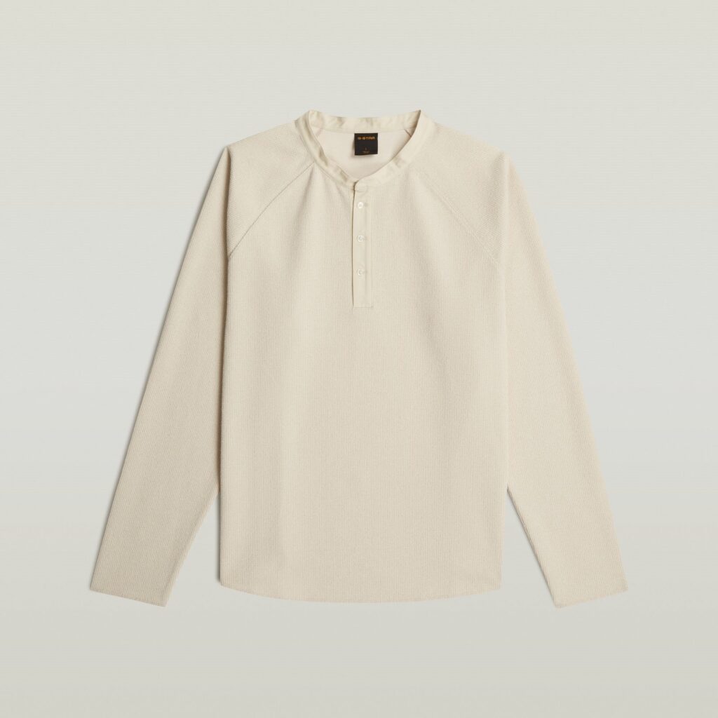 Waffle henley relaxed ls