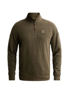 Half zip collar flat knit