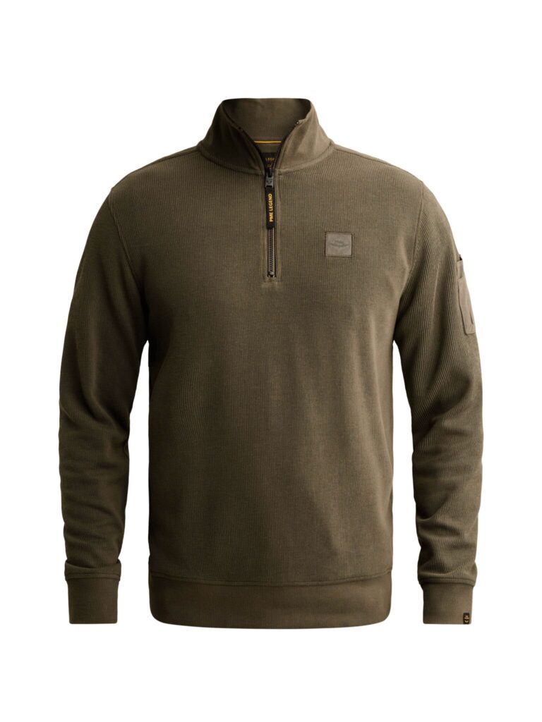 Half zip collar flat knit